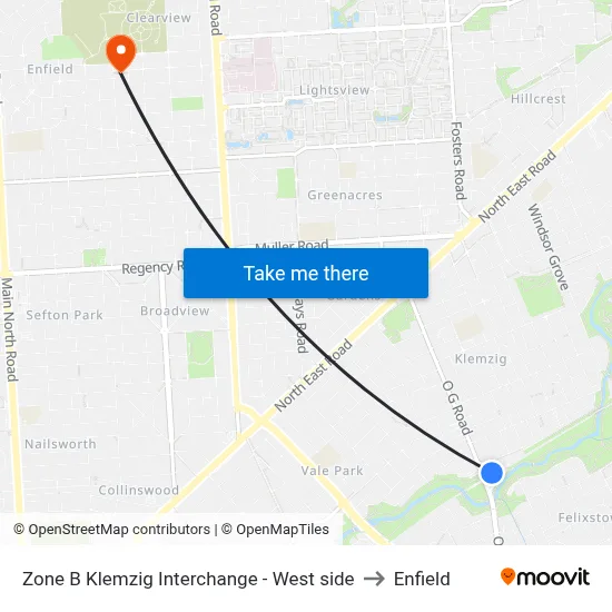 Zone B Klemzig Interchange - West side to Enfield map
