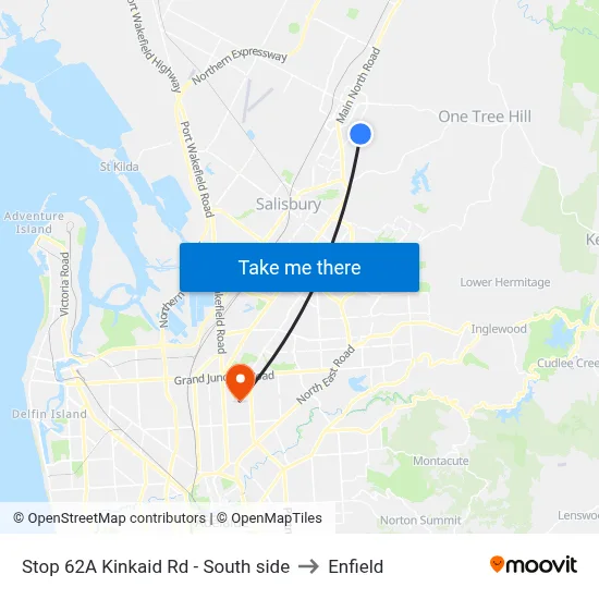 Stop 62A Kinkaid Rd - South side to Enfield map