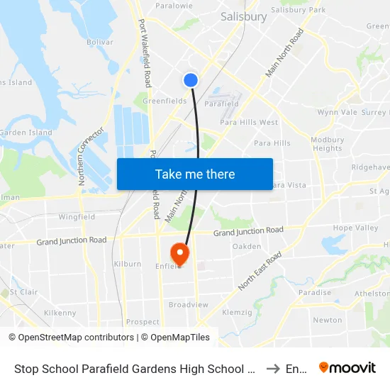 Stop School Parafield Gardens High School Shepherdson Rd to Enfield map