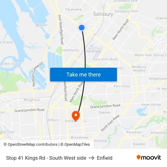 Stop 41 Kings Rd - South West side to Enfield map