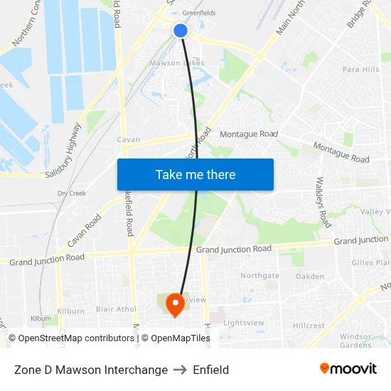 Zone D Mawson Interchange to Enfield map