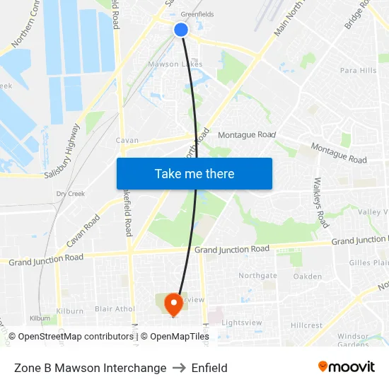 Zone B Mawson Interchange to Enfield map