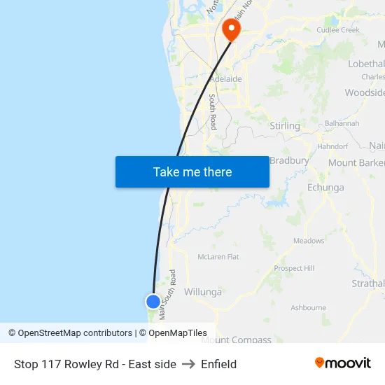 Stop 117 Rowley Rd - East side to Enfield map