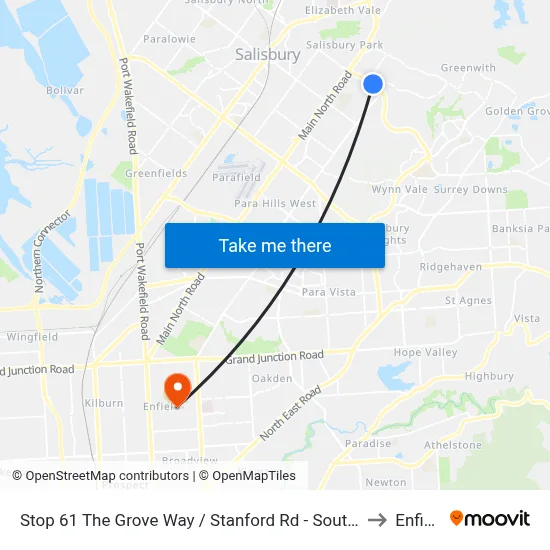Stop 61 The Grove Way / Stanford Rd - South side to Enfield map