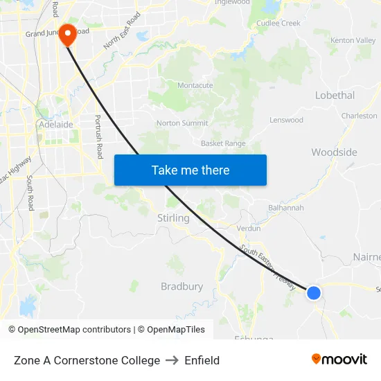 Zone A Cornerstone College to Enfield map