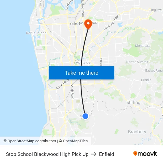 Stop School Blackwood High Pick Up to Enfield map