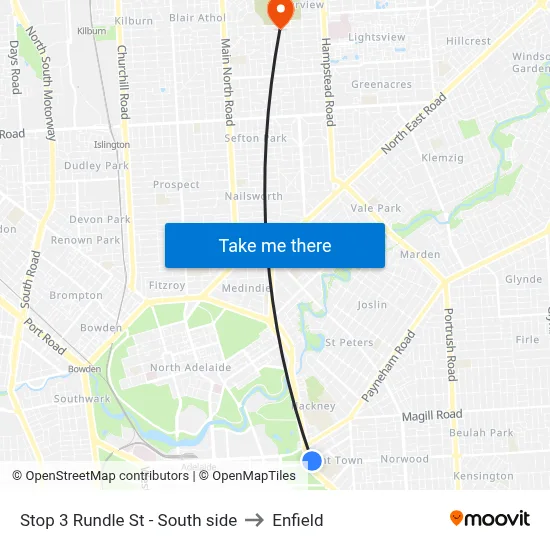 Stop 3 Rundle St - South side to Enfield map