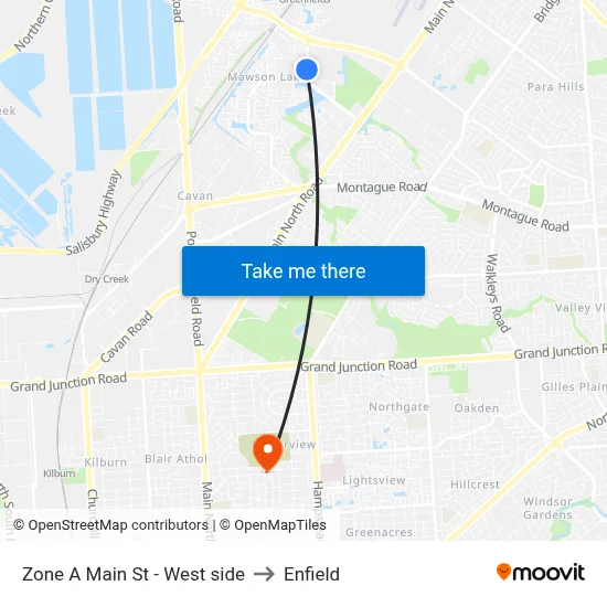 Zone A Main St - West side to Enfield map