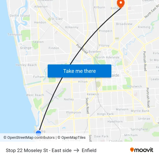 Stop 22 Moseley St - East side to Enfield map