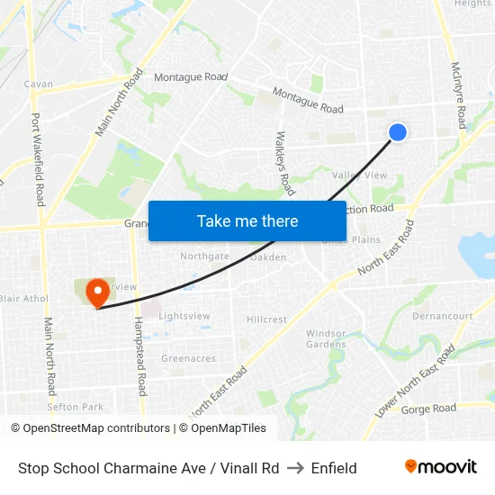 Stop School Charmaine Ave / Vinall Rd to Enfield map