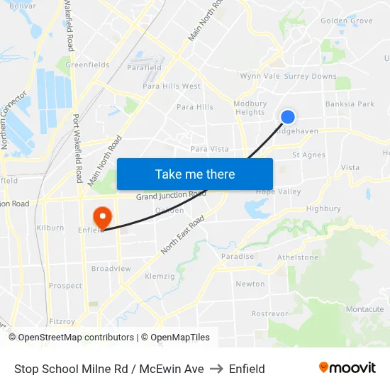 Stop School Milne Rd / McEwin Ave to Enfield map