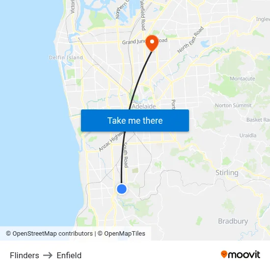 Flinders to Enfield map
