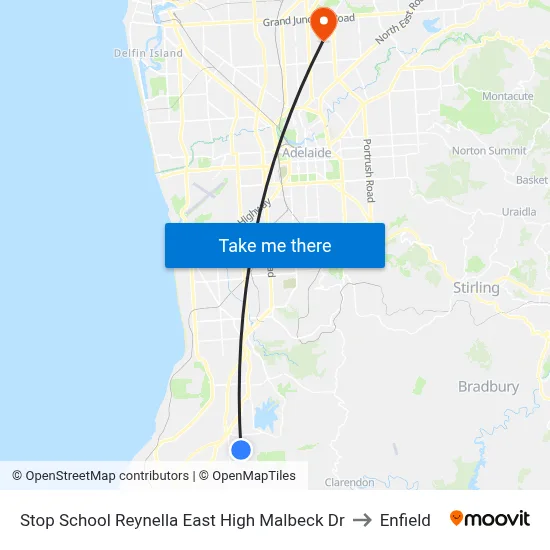 Stop School Reynella East High Malbeck Dr to Enfield map