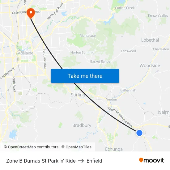 Zone B Dumas St Park 'n' Ride to Enfield map