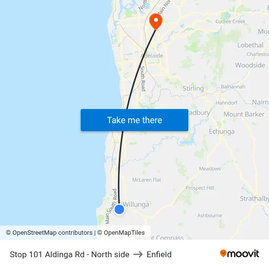 Stop 101 Aldinga Rd - North side to Enfield map