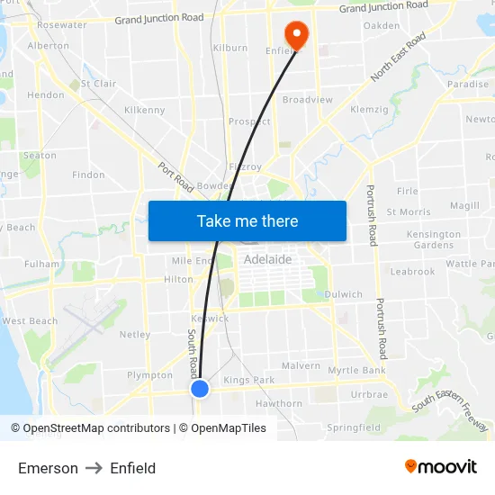 Emerson to Enfield map