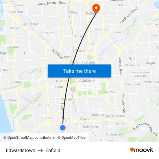 Edwardstown to Enfield map