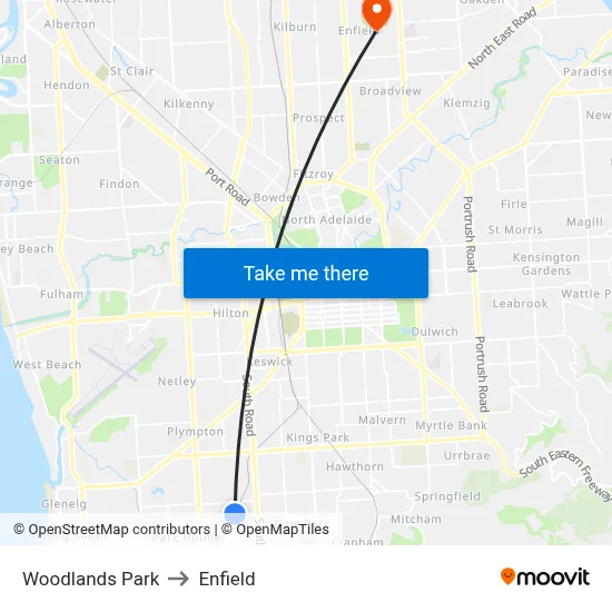 Woodlands Park to Enfield map