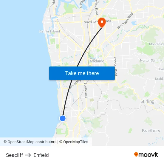 Seacliff to Enfield map