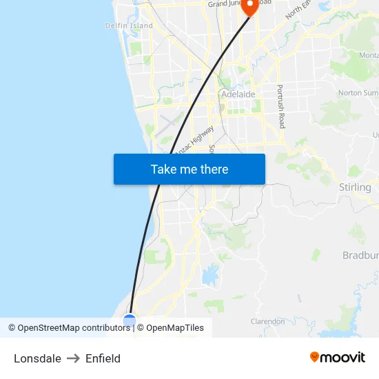 Lonsdale to Enfield map