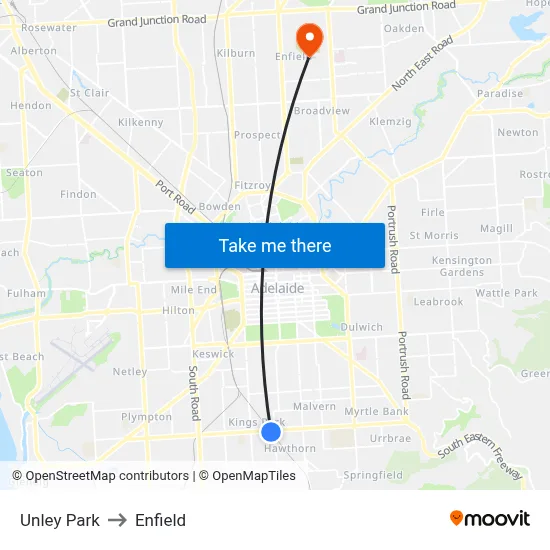 Unley Park to Enfield map