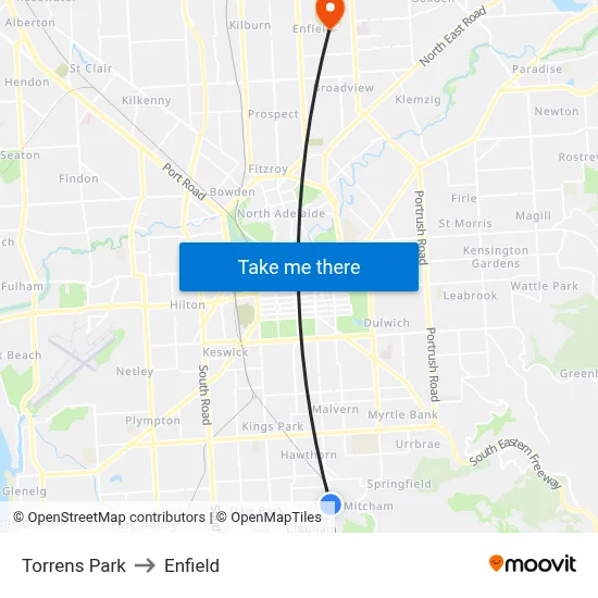 Torrens Park to Enfield map