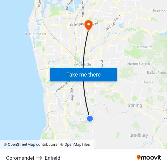 Coromandel to Enfield map