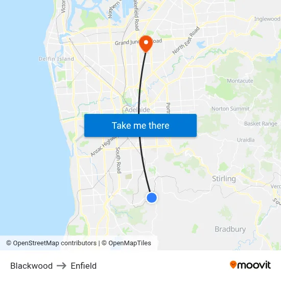 Blackwood to Enfield map