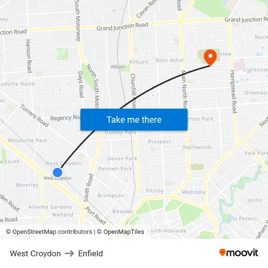 West Croydon to Enfield map