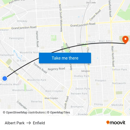 Albert Park to Enfield map