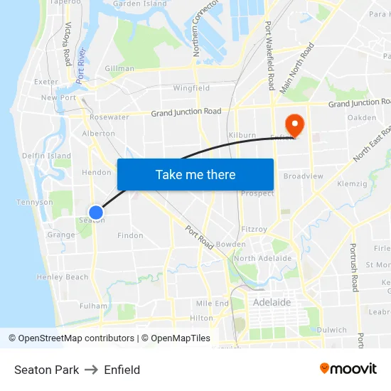 Seaton Park to Enfield map