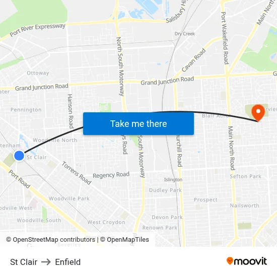 St Clair to Enfield map