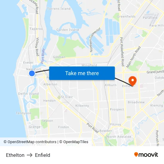 Ethelton to Enfield map