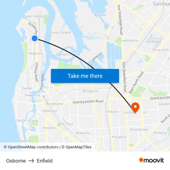 Osborne to Enfield map