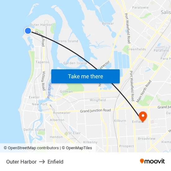 Outer Harbor to Enfield map