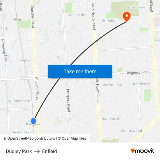 Dudley Park to Enfield map