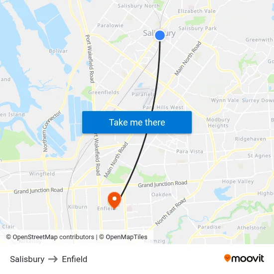 Salisbury to Enfield map