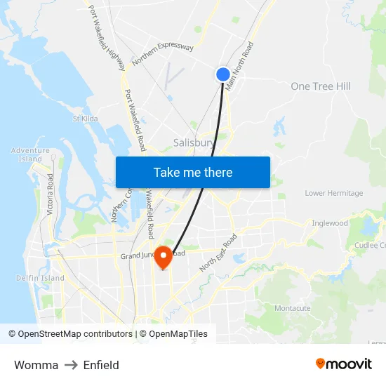Womma to Enfield map
