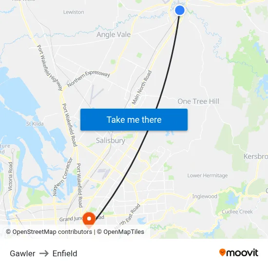 Gawler to Enfield map