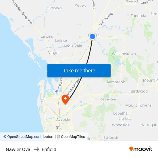 Gawler Oval to Enfield map