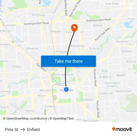 Pirie St to Enfield map