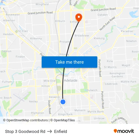 Stop 3 Goodwood Rd to Enfield map