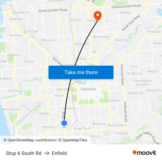 Stop 6 South Rd to Enfield map