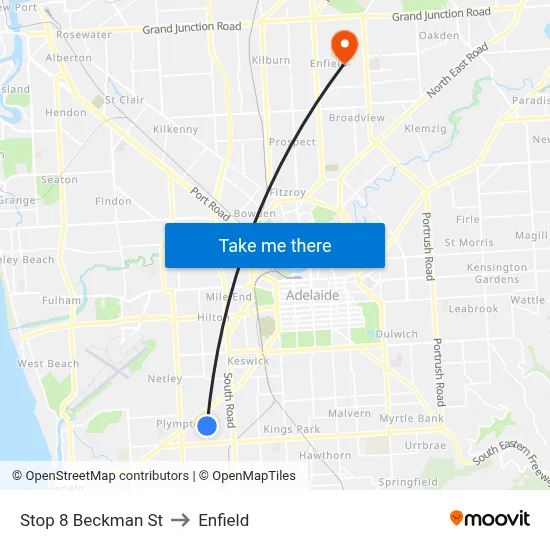 Stop 8 Beckman St to Enfield map