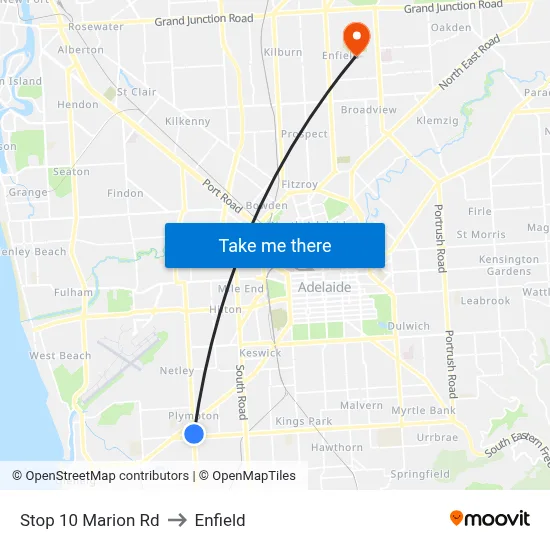 Stop 10 Marion Rd to Enfield map