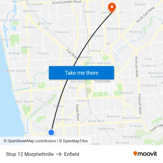 Stop 12 Morphettville to Enfield map