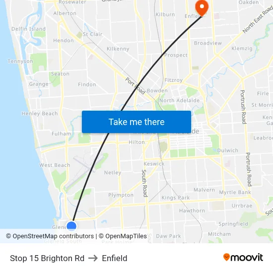 Stop 15 Brighton Rd to Enfield map
