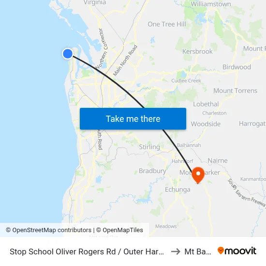 Stop School Oliver Rogers Rd / Outer Harbor Railway to Mt Barker map