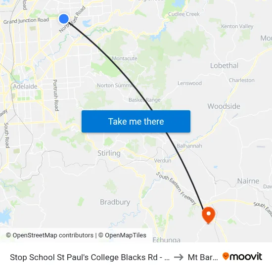 Stop School St Paul's College Blacks Rd - East side to Mt Barker map