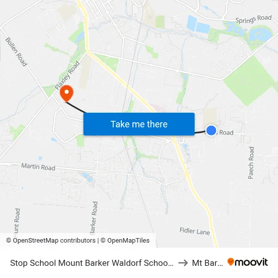 Stop School Mount Barker Waldorf School Sims Rd to Mt Barker map